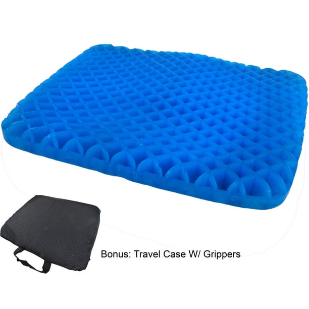 Multi-Use Seat Cushion Super Breathable Honeycomb Design Relief Back Pain Gel Cushion for Car Wheelchair,Home Deep Blue Gel Seat Cushion Office Large Seat Cushion with Non-Slip Cover 